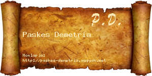 Paskes Demetria névjegykártya